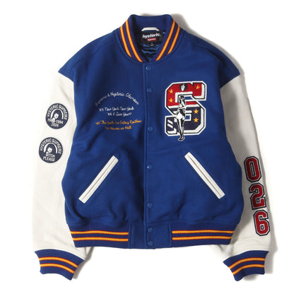 24AW × HYSTERIC GLAMOUR スリーブレザー メルトン スタジャン (HG Varsity Jacket)