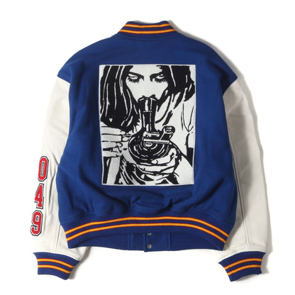 24AW × HYSTERIC GLAMOUR スリーブレザー メルトン スタジャン (HG Varsity Jacket)