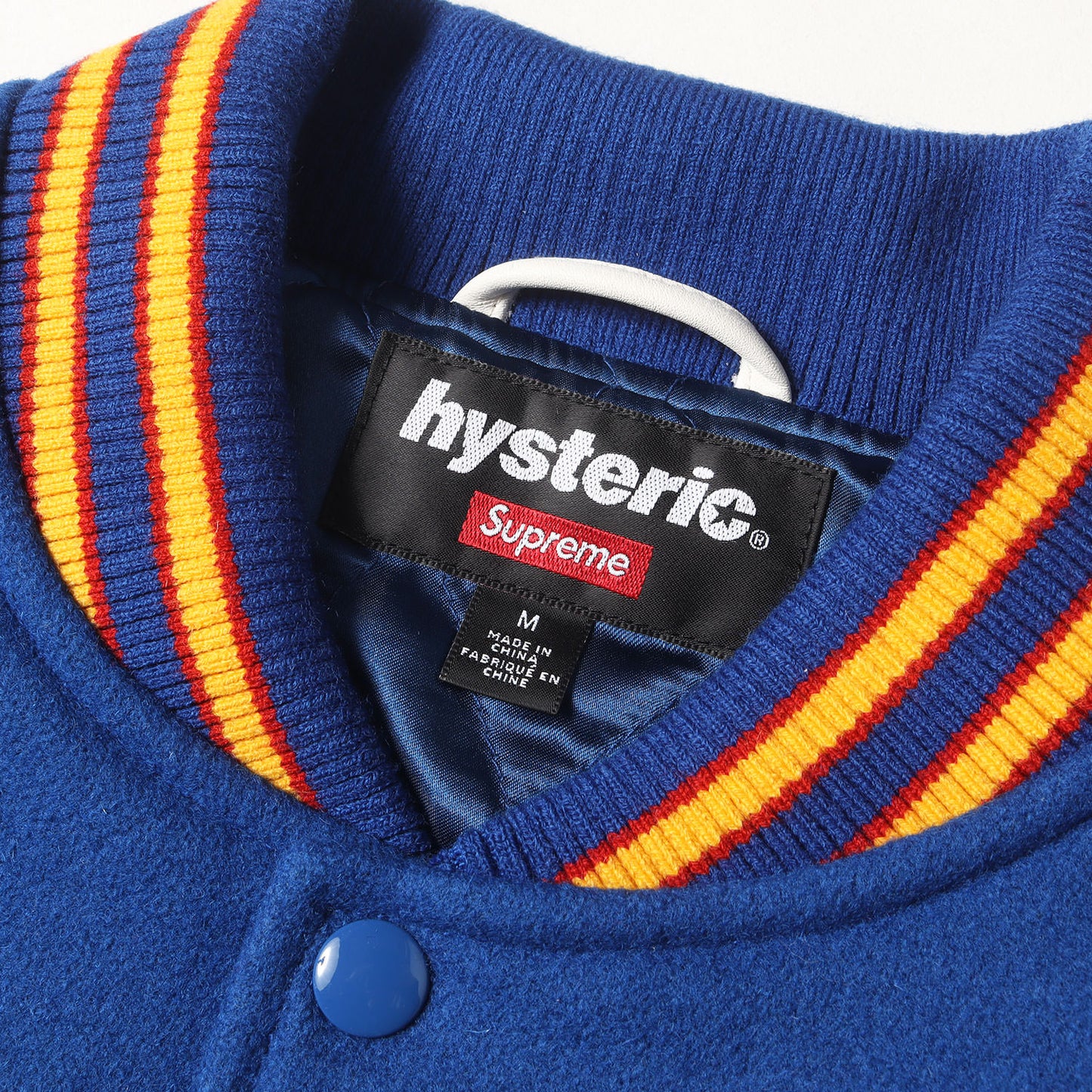 24AW × HYSTERIC GLAMOUR スリーブレザー メルトン スタジャン (HG Varsity Jacket)