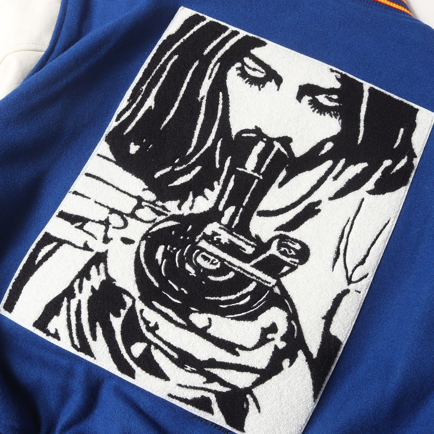 24AW × HYSTERIC GLAMOUR スリーブレザー メルトン スタジャン (HG Varsity Jacket)