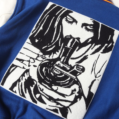 24AW × HYSTERIC GLAMOUR スリーブレザー メルトン スタジャン (HG Varsity Jacket)
