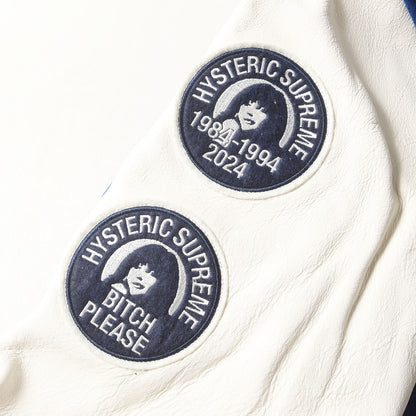 24AW × HYSTERIC GLAMOUR スリーブレザー メルトン スタジャン (HG Varsity Jacket)