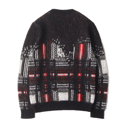 ジオメトリック ジャガード Vネック モヘア混 ニット セーター / Italian Yarn