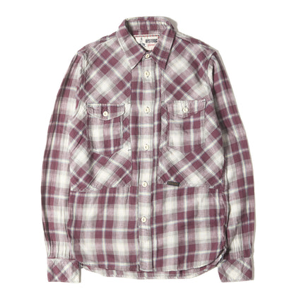 マドラスチェック リネン混フランネル ワーク シャツ (0213AH02)