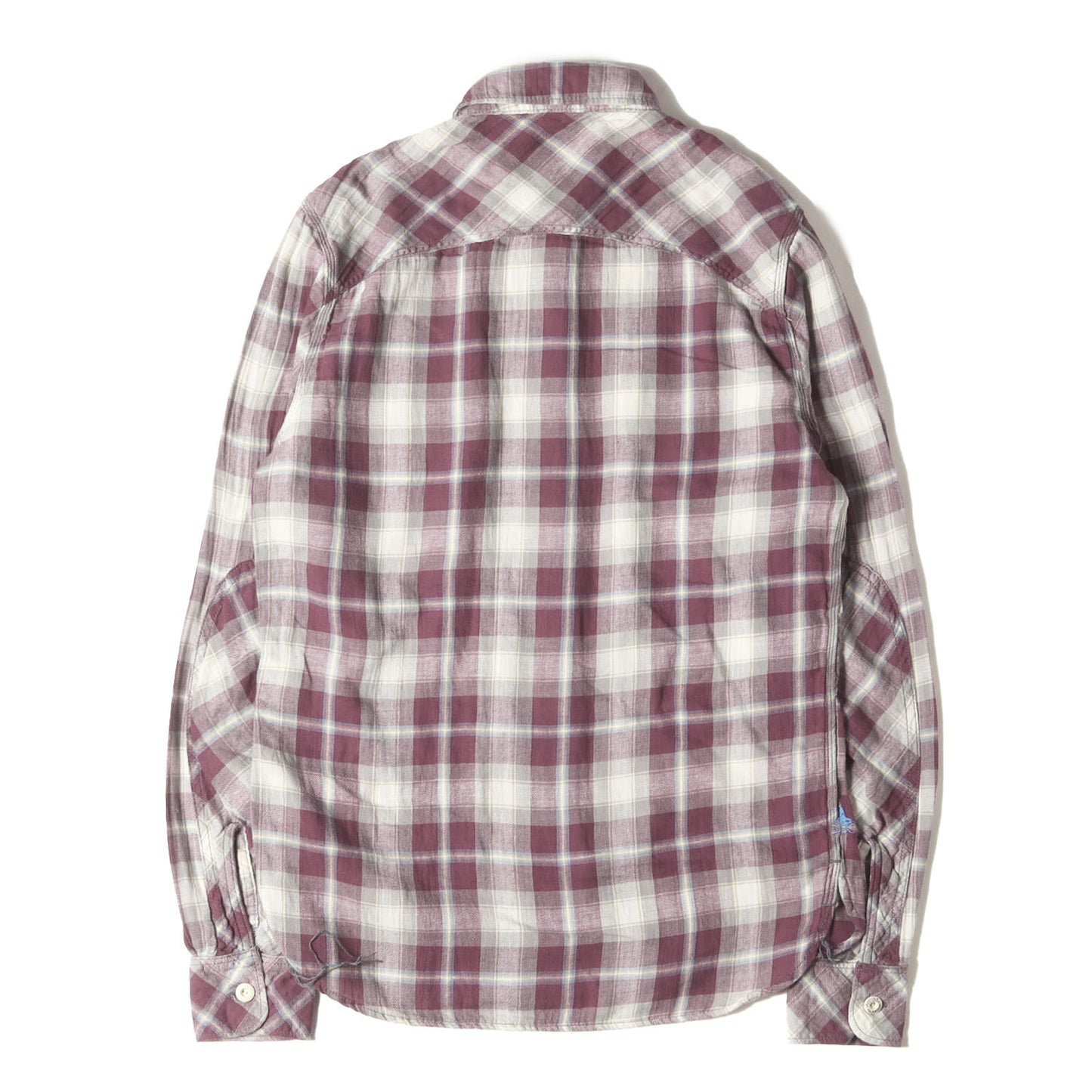 マドラスチェック リネン混フランネル ワーク シャツ (0213AH02)