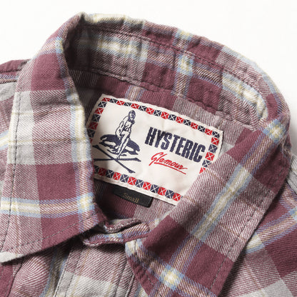 マドラスチェック リネン混フランネル ワーク シャツ (0213AH02)