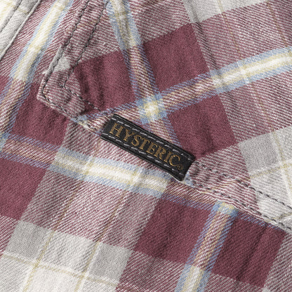 マドラスチェック リネン混フランネル ワーク シャツ (0213AH02)