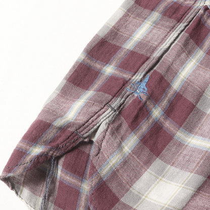 マドラスチェック リネン混フランネル ワーク シャツ (0213AH02)