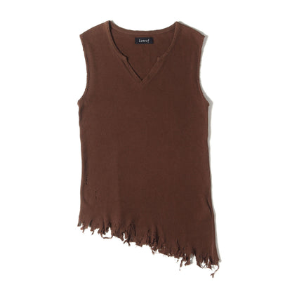 24SS ダメージ加工 サーマル ノースリーブ タンクトップ (BORO SLANTED SLEEVELESS LM-24SS-CT01)