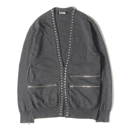 スタッズ ジップ 装飾 コットンニット カーディガン (ZIPPER & STUDS カーディガン 02182ND02)