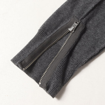 スタッズ ジップ 装飾 コットンニット カーディガン (ZIPPER & STUDS カーディガン 02182ND02)