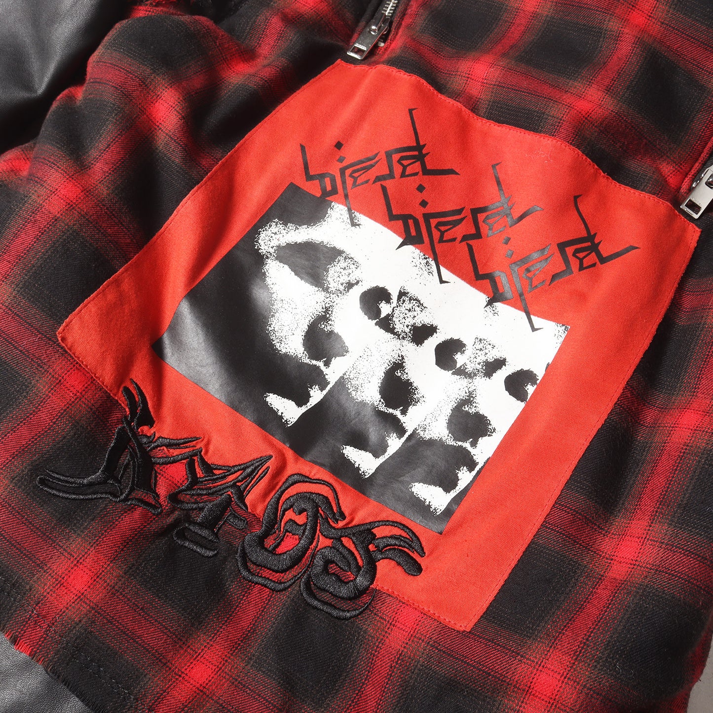 再構築 スウェットフード レザー ライダース ジャケット (L-NORMAN)