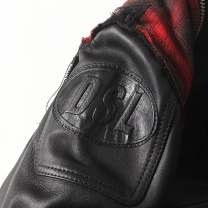 再構築 スウェットフード レザー ライダース ジャケット (L-NORMAN)
