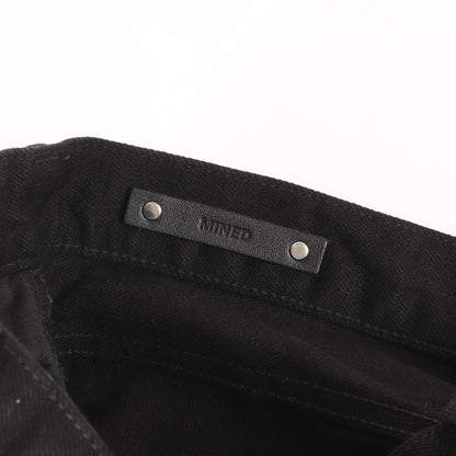 24AW × MINEDENIM スタッズ ワイド ルーズストレート ブラックデニム パンツ (MND-HYS006)