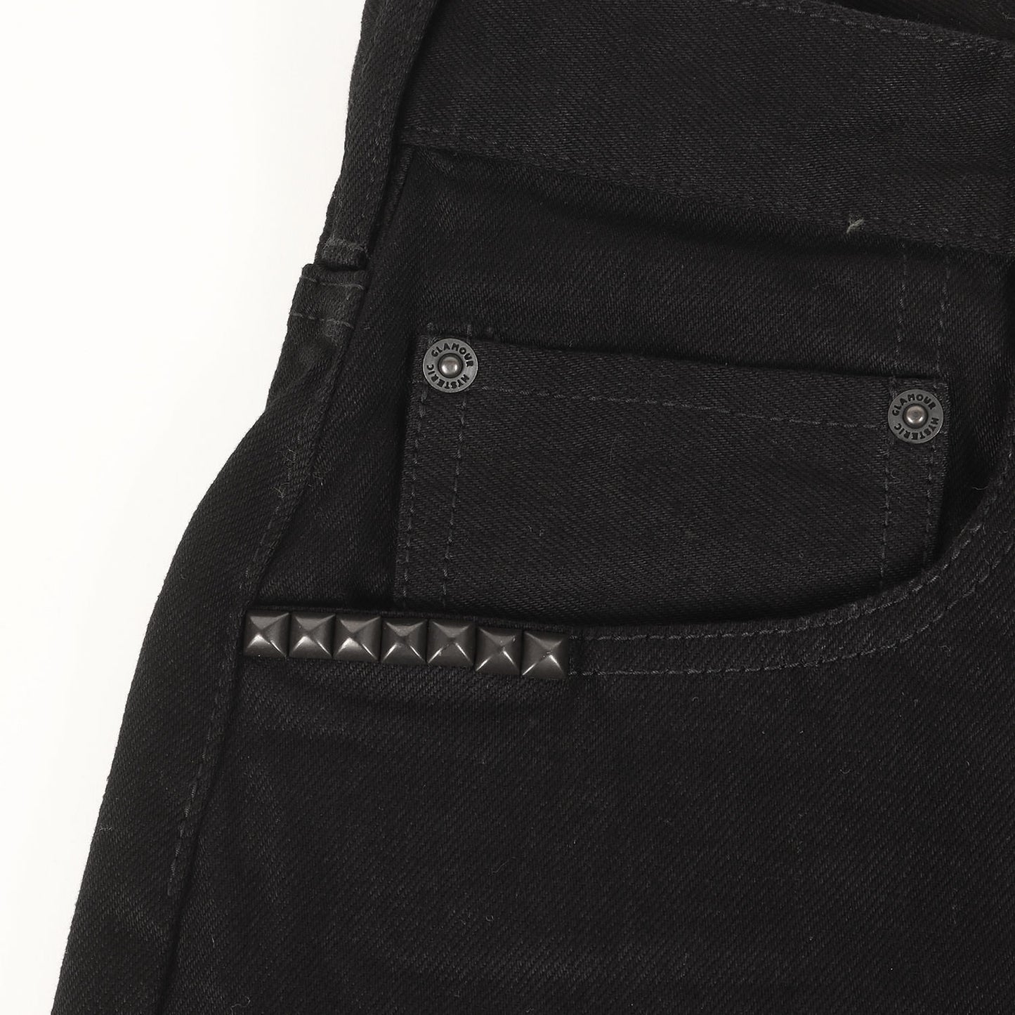 24AW × MINEDENIM スタッズ ワイド ルーズストレート ブラックデニム パンツ (MND-HYS006)
