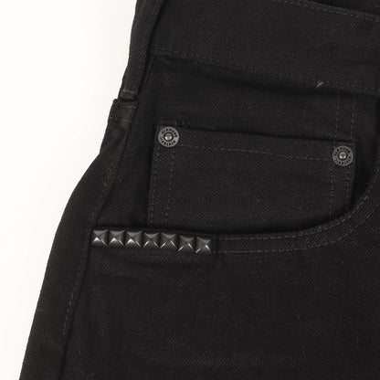 24AW × MINEDENIM スタッズ ワイド ルーズストレート ブラックデニム パンツ (MND-HYS006)