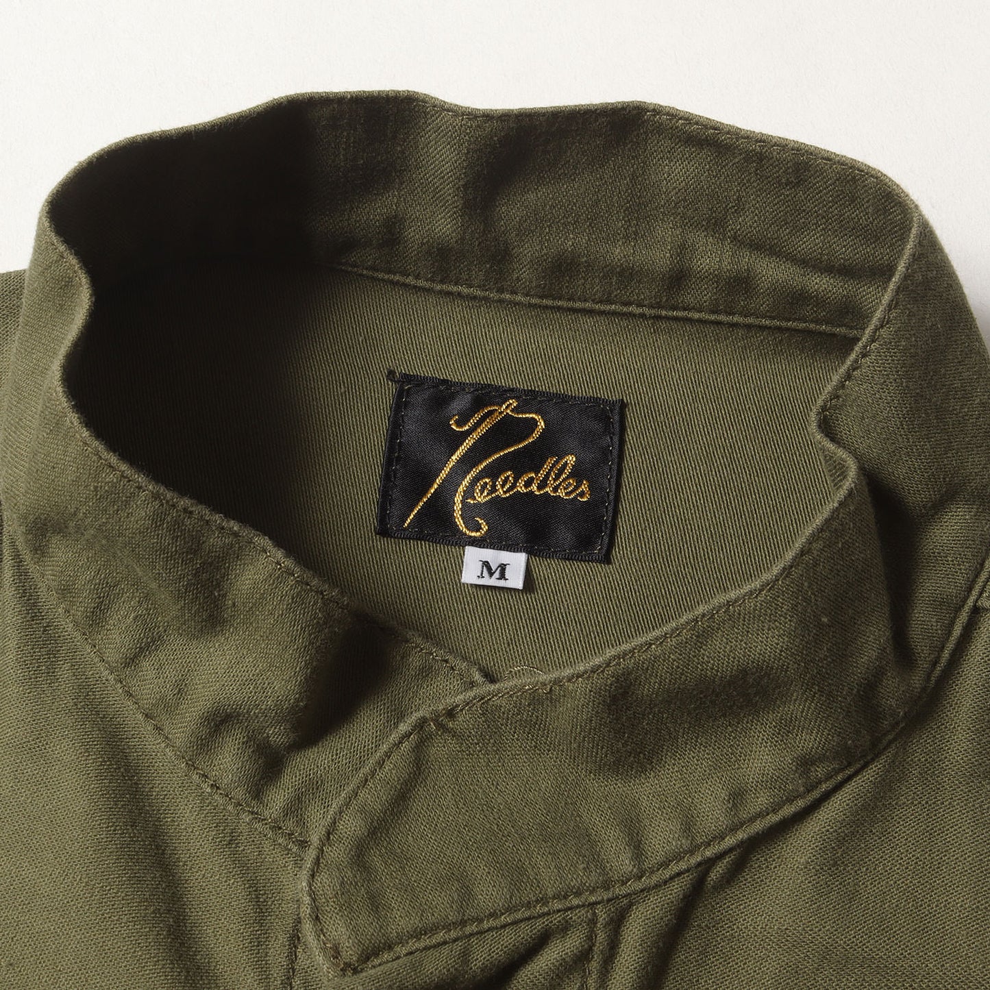 ワンポイント パピヨン 刺繍 マオカラー シャツ (S.C. ARMY SHIRT NS182)