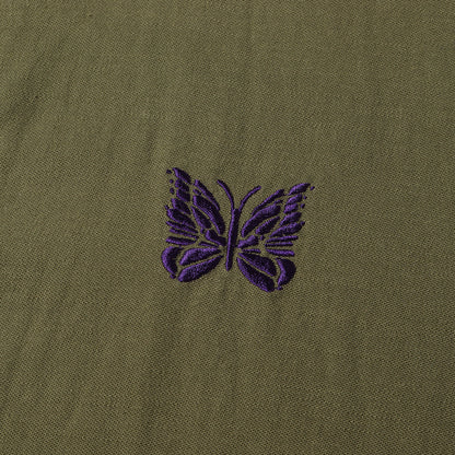 ワンポイント パピヨン 刺繍 マオカラー シャツ (S.C. ARMY SHIRT NS182)