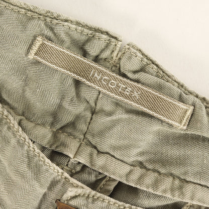 サイドライン リネン混 ヘリンボーン スラックス パンツ (10A135 90830) / TAPEPED FIT