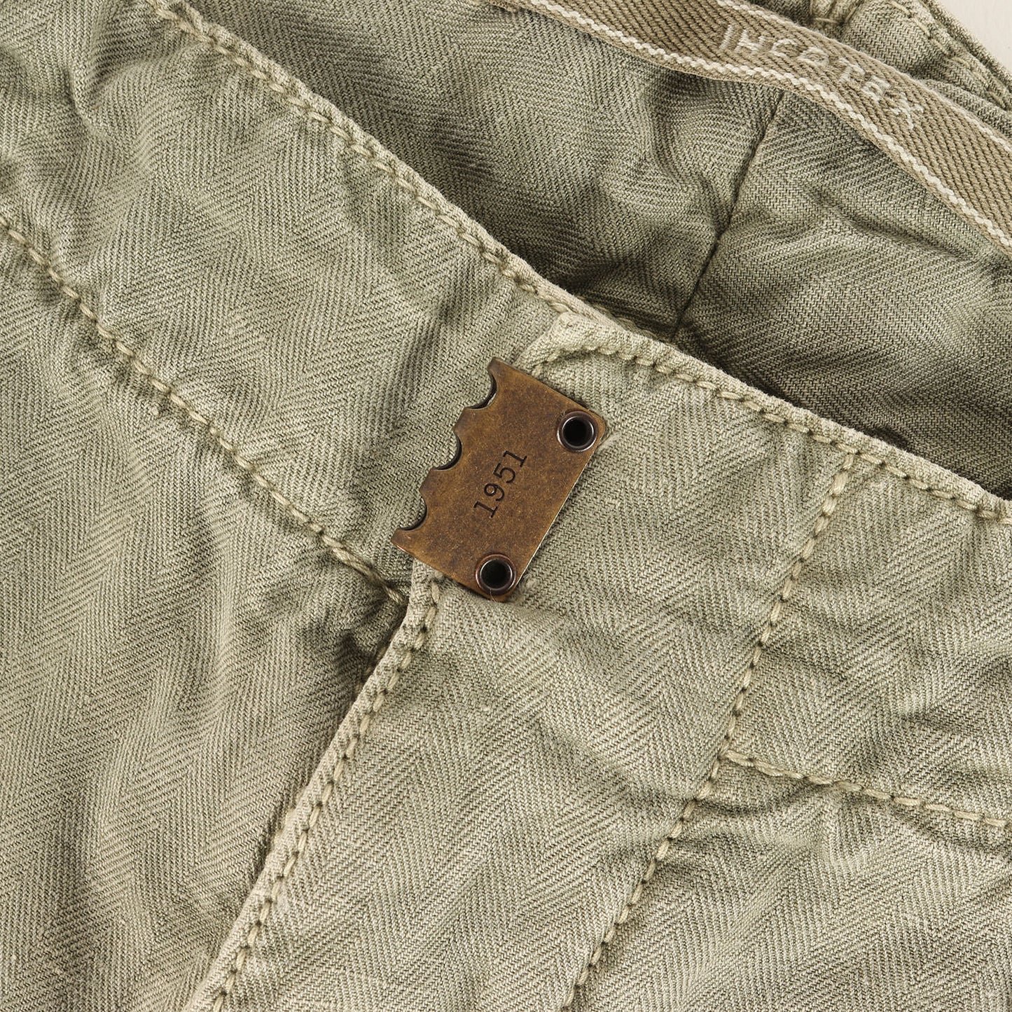 サイドライン リネン混 ヘリンボーン スラックス パンツ (10A135 90830) / TAPEPED FIT