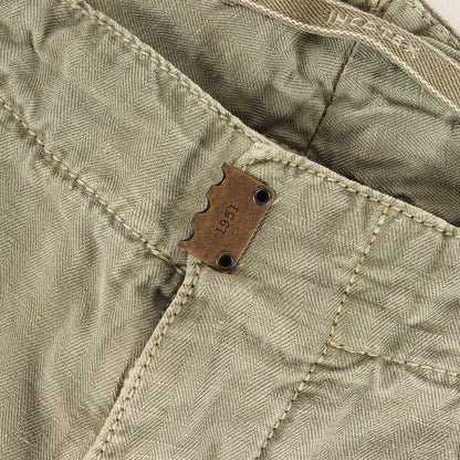 サイドライン リネン混 ヘリンボーン スラックス パンツ (10A135 90830) / TAPEPED FIT