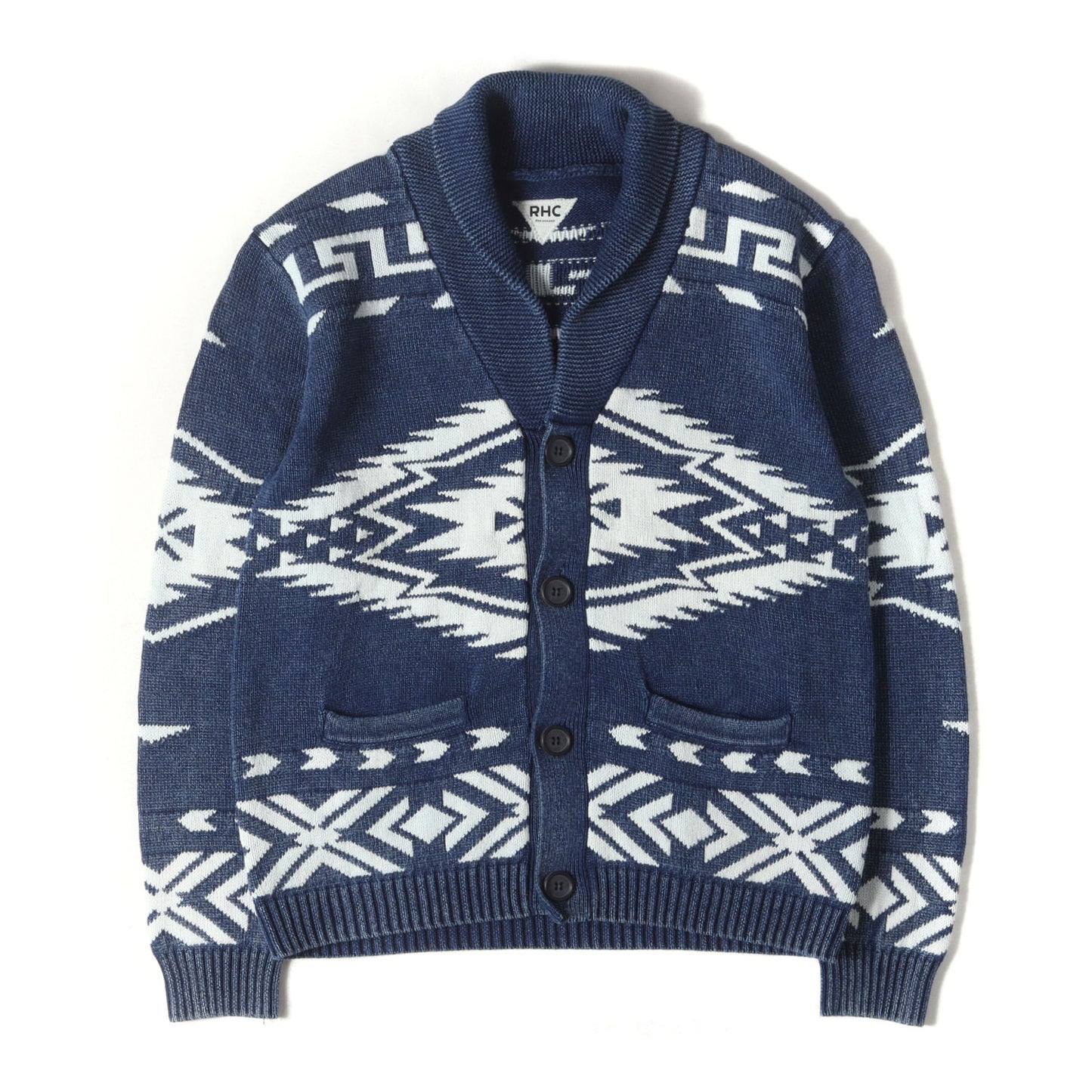 ショールカラー チマヨ ジャガード コットンニット カーディガン (522080118-1322)