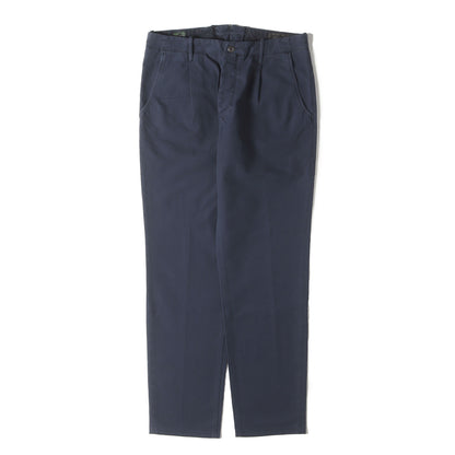 近年モデル ワンタック ガーメントダイ ストレッチ サマーサテン テーパード スラックス パンツ (10X174 90871) / TAPERED FIT