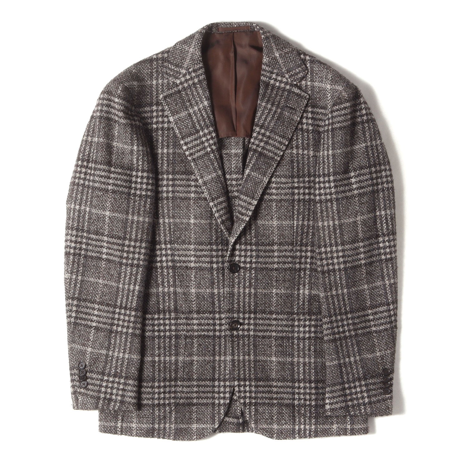 20AW グレンチェック アルパカ混ツイード 段返り3B テーラード