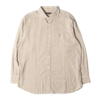 ワンポイント 刺繍 ハウスチェック カッタウェイカラー フランネル ドレス シャツ (G1M85-234-42) / MADE IN JAPAN