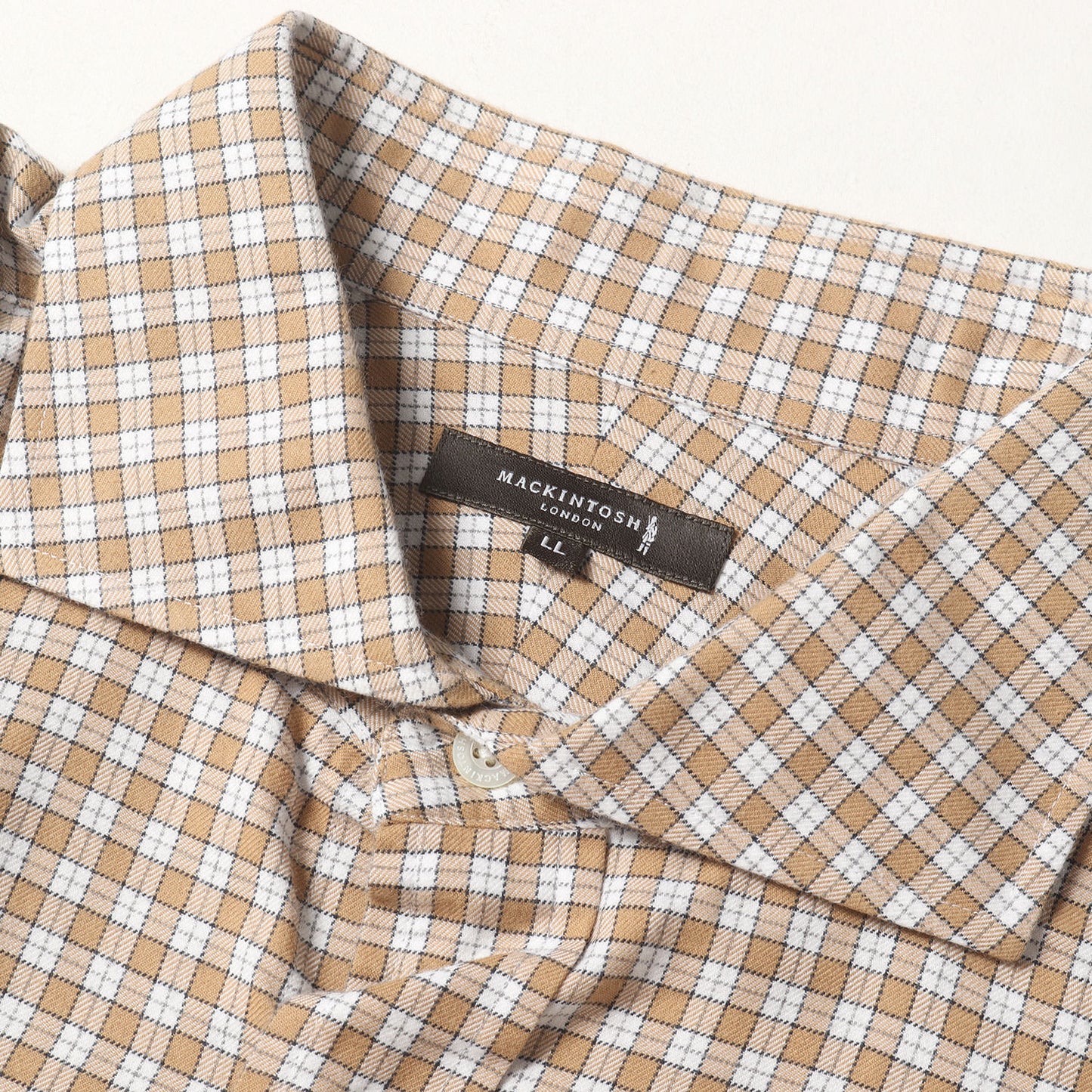 ワンポイント 刺繍 ハウスチェック カッタウェイカラー フランネル ドレス シャツ (G1M85-234-42) / MADE IN JAPAN