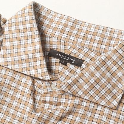 ワンポイント 刺繍 ハウスチェック カッタウェイカラー フランネル ドレス シャツ (G1M85-234-42) / MADE IN JAPAN