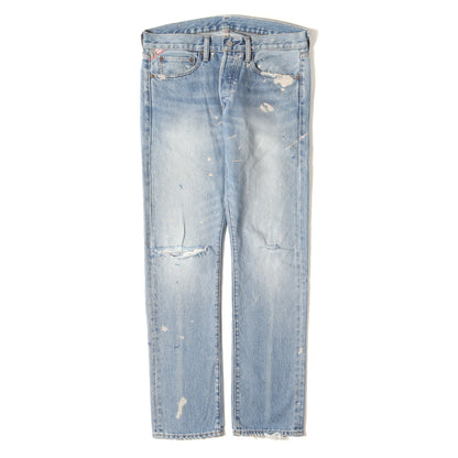 ペイント加工 スリムストレート デニム パンツ