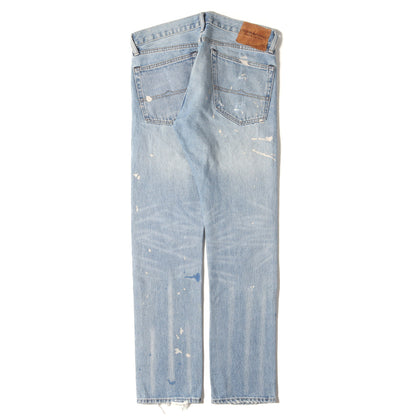 ペイント加工 スリムストレート デニム パンツ