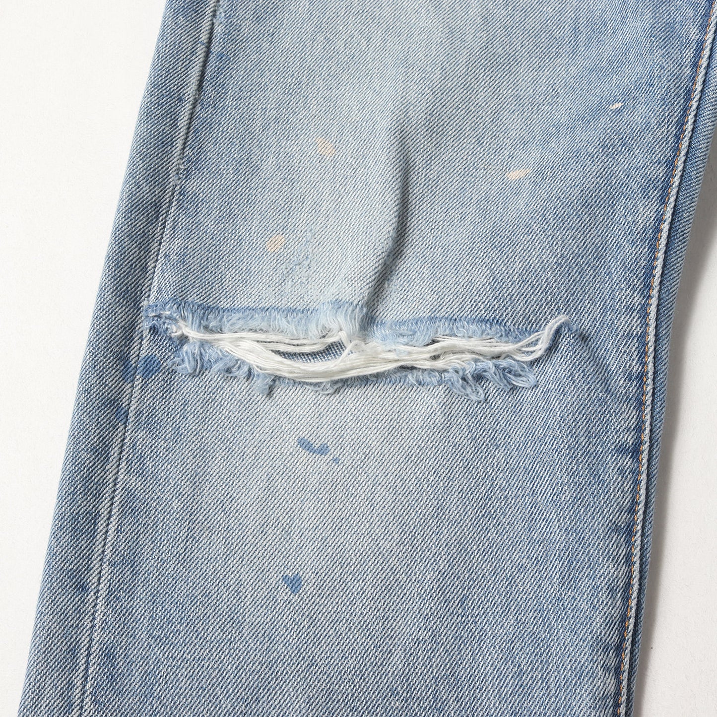 ペイント加工 スリムストレート デニム パンツ