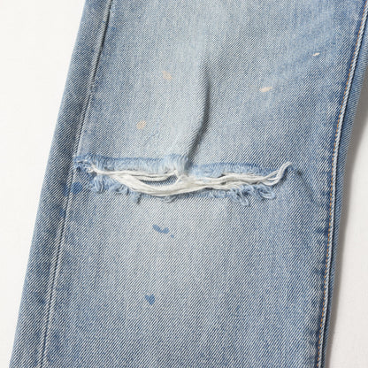 ペイント加工 スリムストレート デニム パンツ