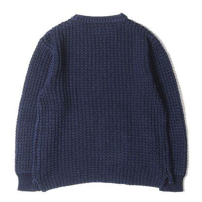 畦編み ローゲージ コットン ニット セーター (700080-898) / INDIGO DYE