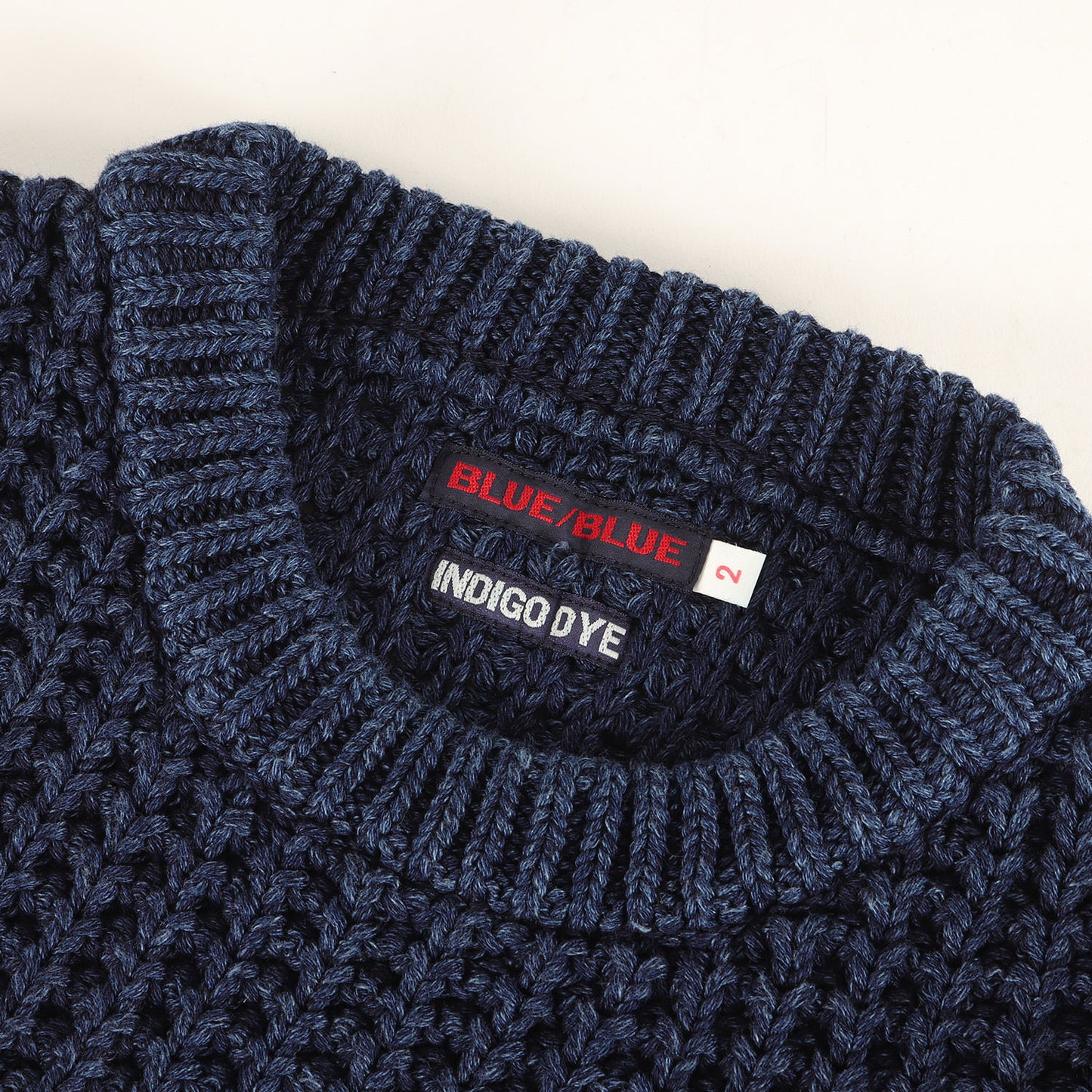 畦編み ローゲージ コットン ニット セーター (700080-898) / INDIGO DYE