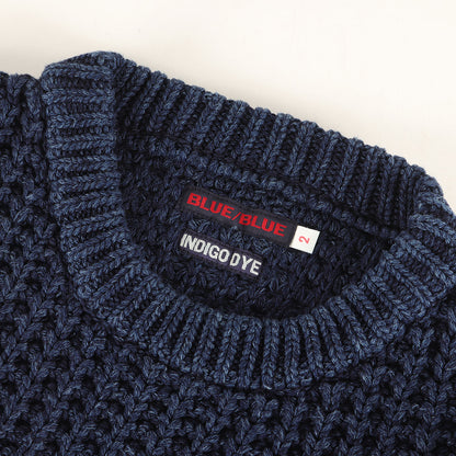 畦編み ローゲージ コットン ニット セーター (700080-898) / INDIGO DYE