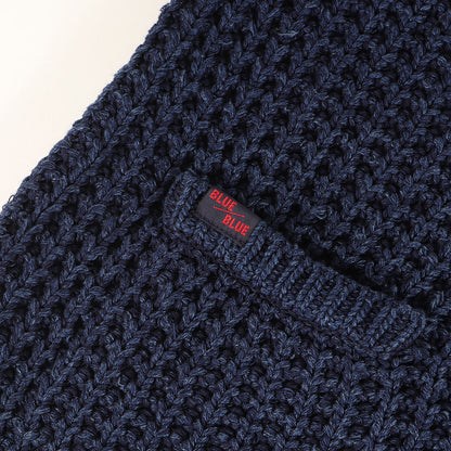 畦編み ローゲージ コットン ニット セーター (700080-898) / INDIGO DYE