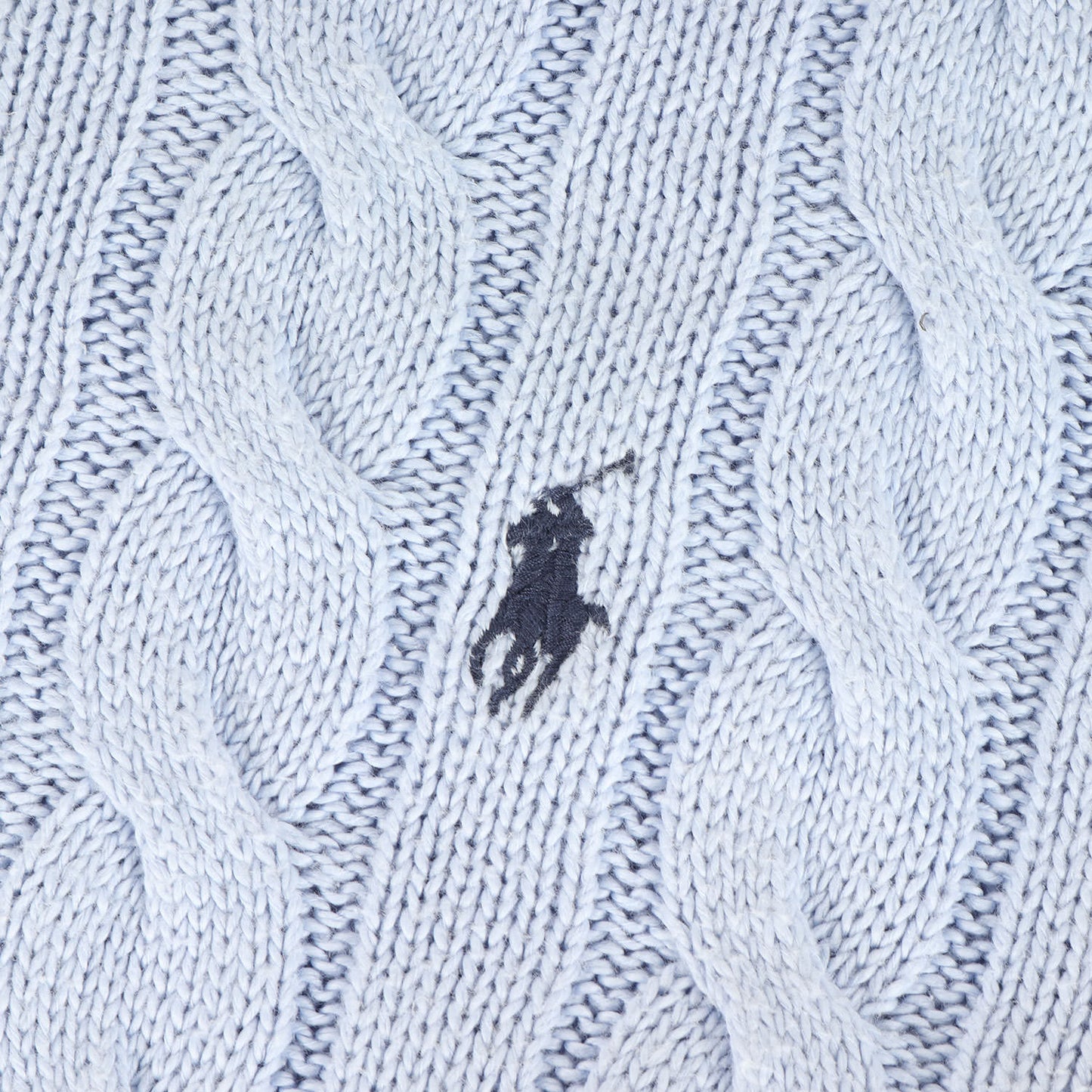 ワンポイント ポニー 刺繍 ケーブル コットンニット セーター