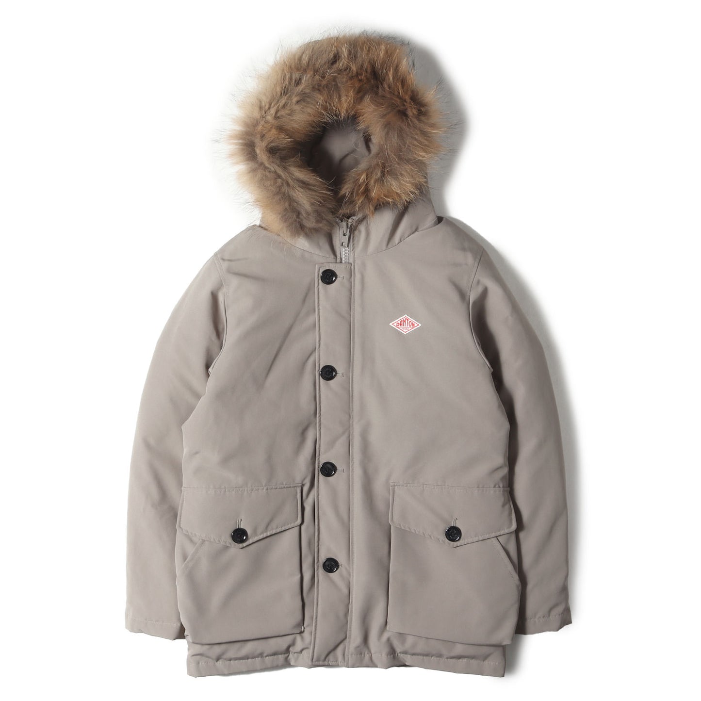 ラクーンファー付き フーデッド ポリコットン ダウンジャケット (MENS FUR DOWN JD-8535 LAS)