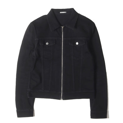 ジップアップ ストレッチ ブラック デニム トラッカー ジャケット (833C416A4209)