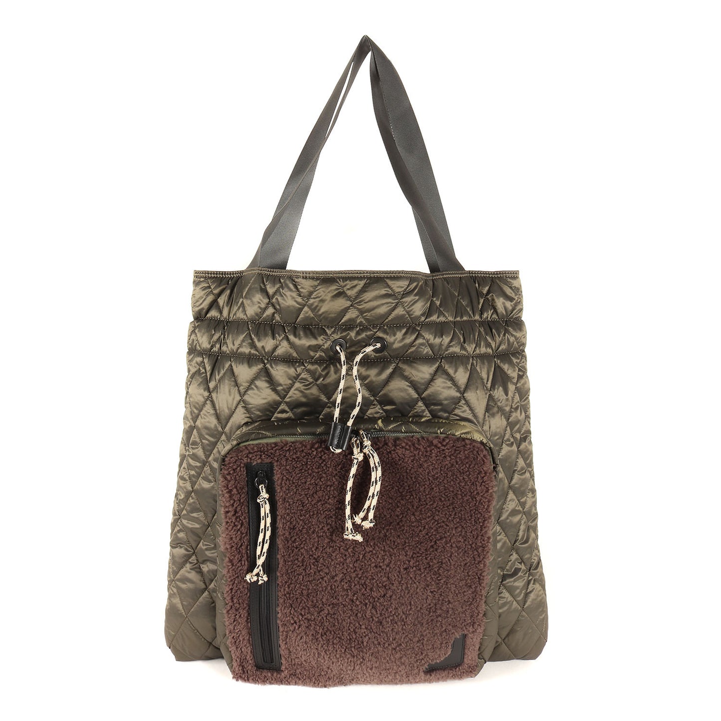 Ys 2WAY キルティング ボア ショルダー トート バッグ (QUILTED POLYESTER TOTE BAG)