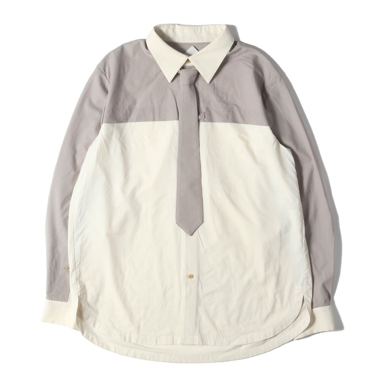 24SS ネクタイ付き ウール ローン ドレス シャツ (TIE SHIRT B 1E124-21)