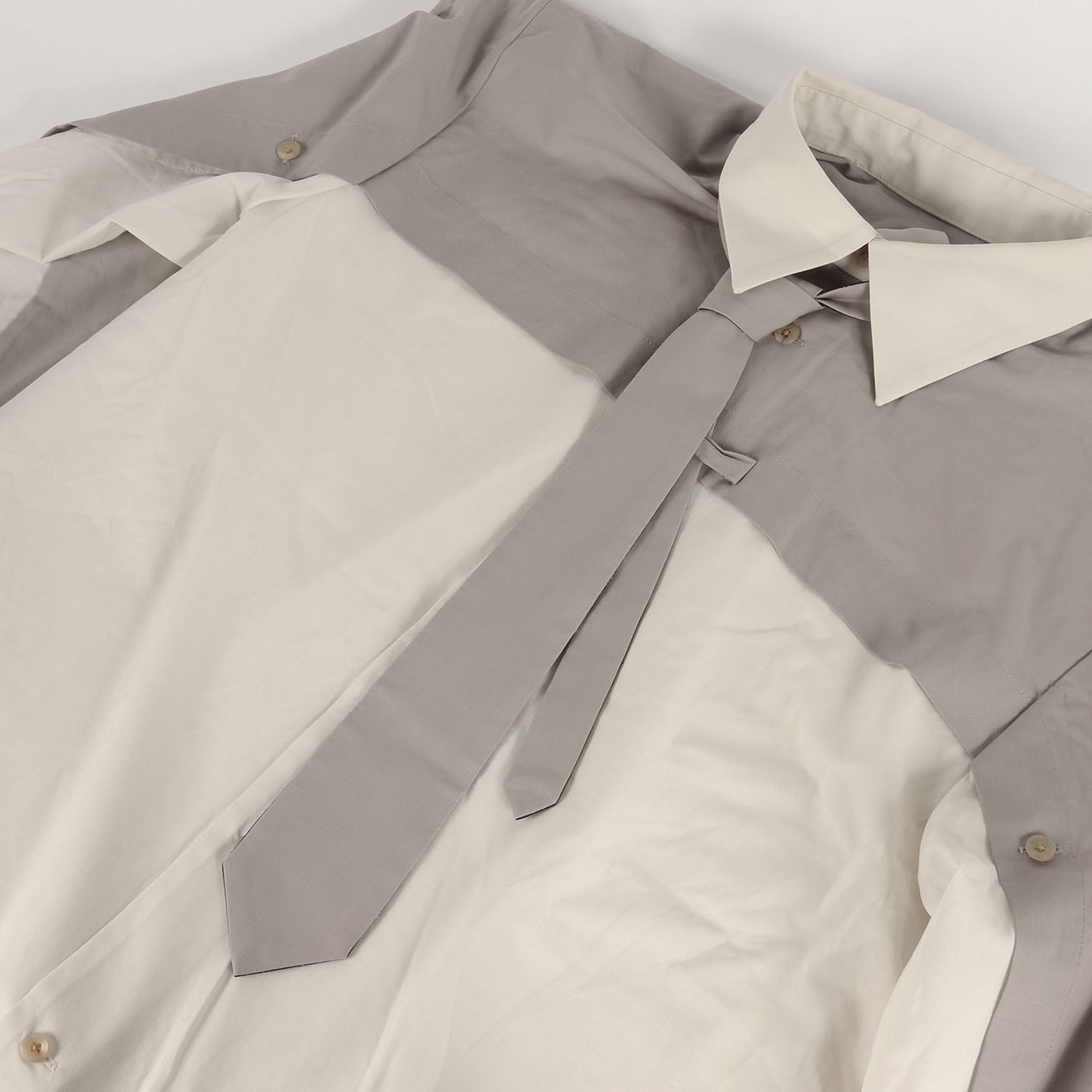 24SS ネクタイ付き ウール ローン ドレス シャツ (TIE SHIRT B 1E124-21)