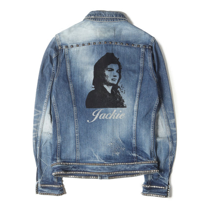 00s × Andy Warhol バック グラフィック スタッズ デニム ジャケット (7AB-0012)