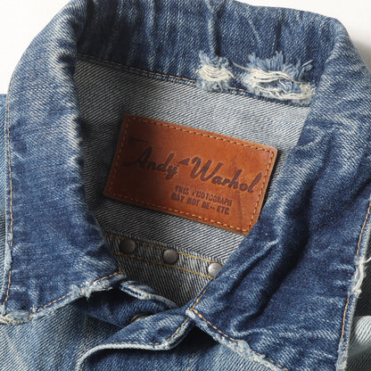 00s × Andy Warhol バック グラフィック スタッズ デニム ジャケット (7AB-0012)