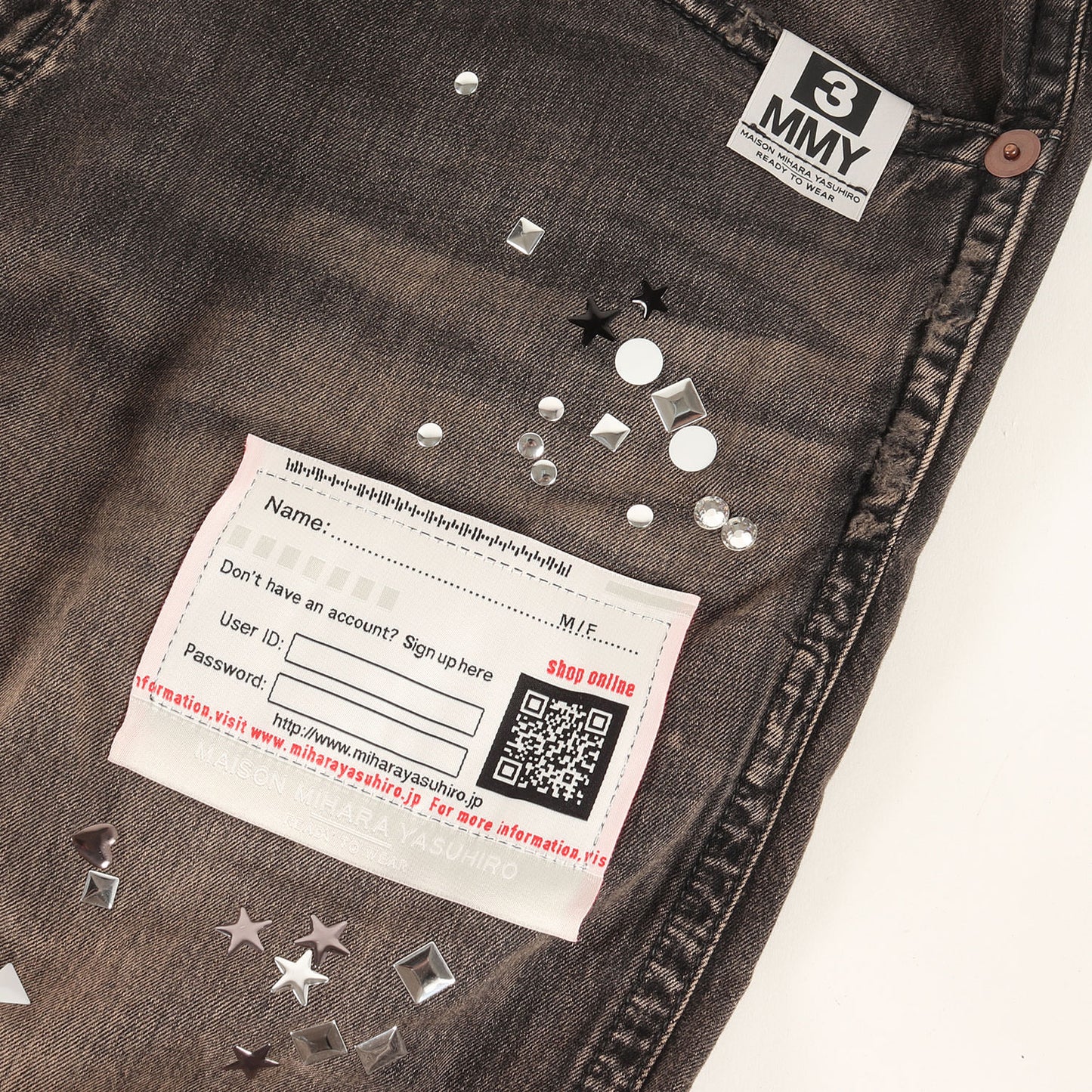 25AW ラインストーン ワイド デニム パンツ (Embellished Denim Wide Pants B15PT081)