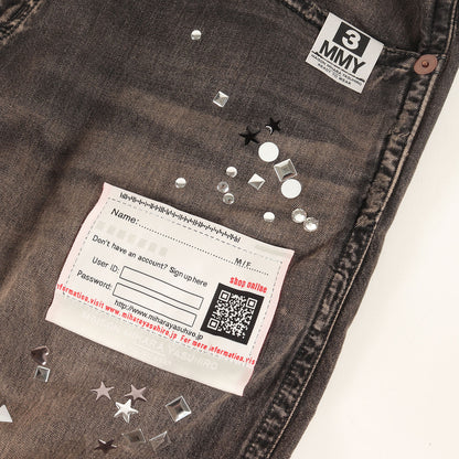 25AW ラインストーン ワイド デニム パンツ (Embellished Denim Wide Pants B15PT081)