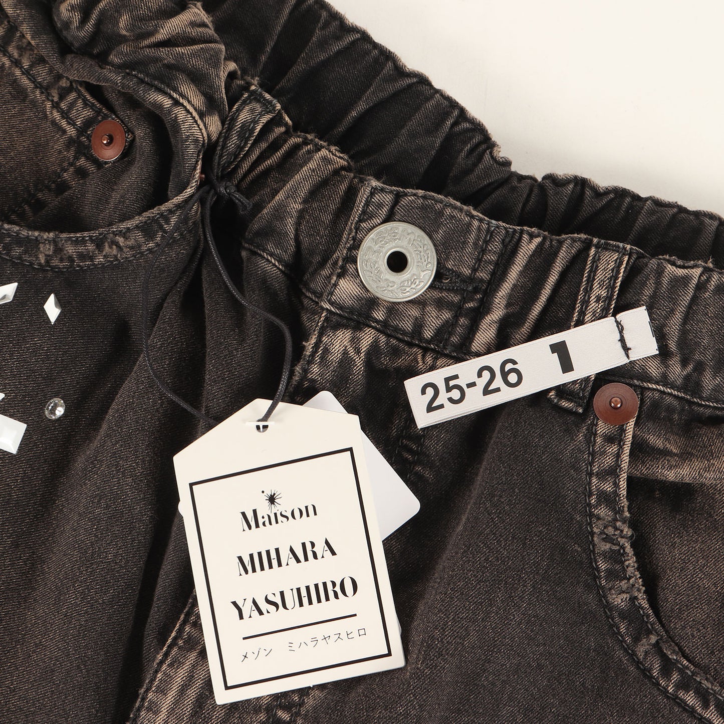 25AW ラインストーン ワイド デニム パンツ (Embellished Denim Wide Pants B15PT081)